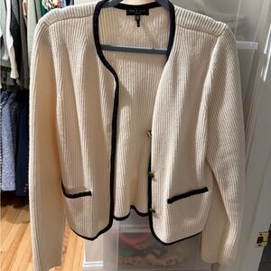 rag & bone Nancy Cream Cardigan with Black Trim size large